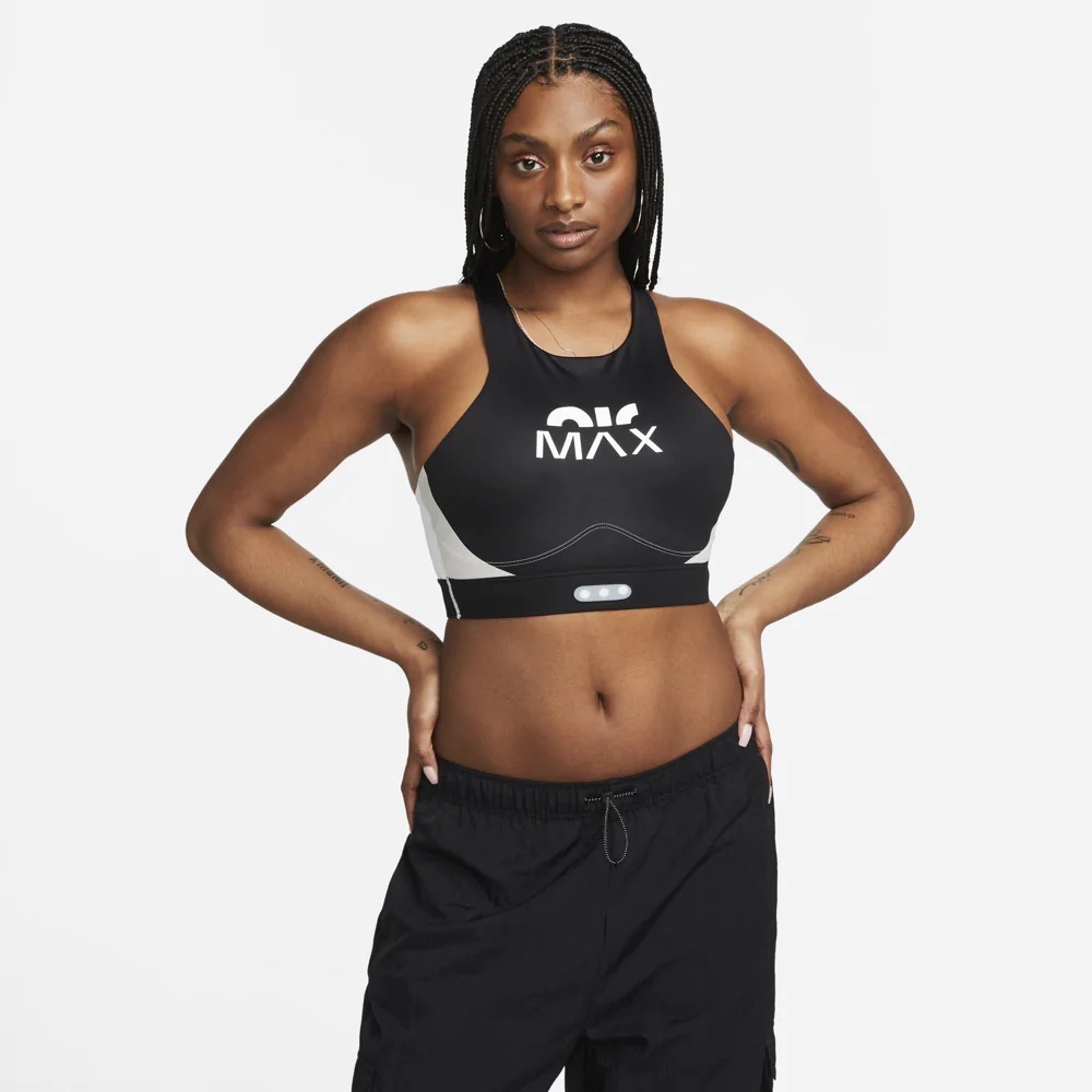 NIKE WOMEN'S AIR MAX DRI-FIT SPORTS BRA BLACK/WHITE SMALL